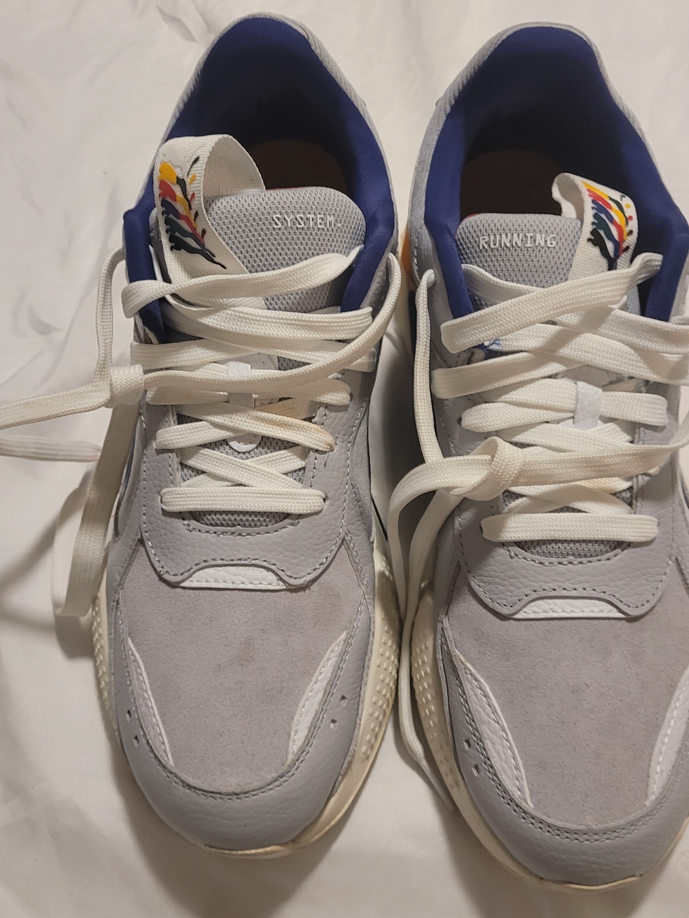 Puma Men’s Athletic Sneakers - Light Gray with Blue & Yellow Accents